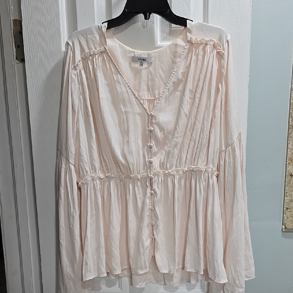 RO&DE Pale Pink Button-Down Top Woman's Size L